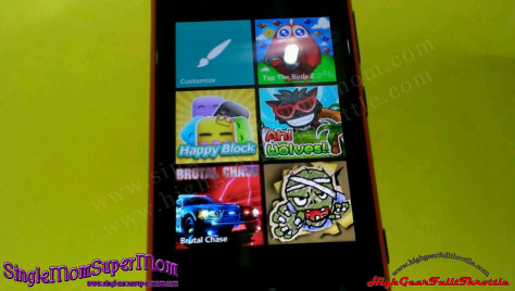 Lumia 720 Kid's Corner Game menu