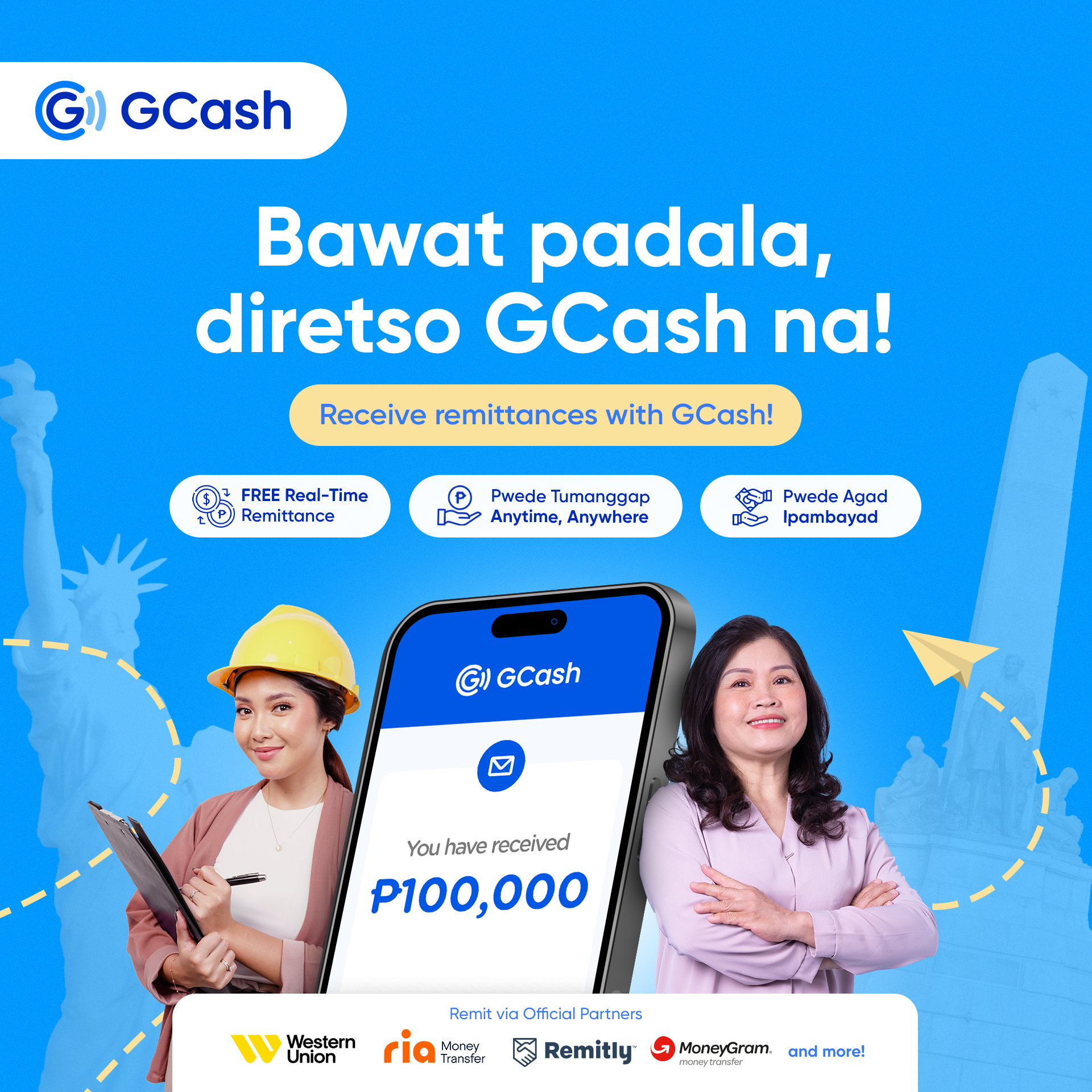 Filipinos overseas can instantly send money back home via GCash and its 70 official remittance partners